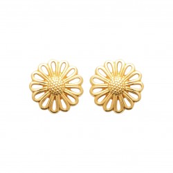 Boucles d'oreilles Puces Plaqué Or Fleurs ajourées pas chère Obrillant-Bijoux