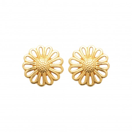 Boucles d'oreilles Puces Plaqué Or Fleurs ajourées pas chère Obrillant-Bijoux