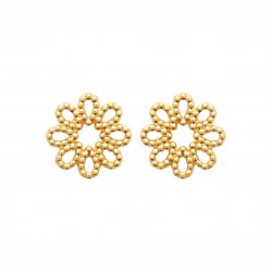 Boucles d'oreilles Puces Plaqué Or Fleurs dentelle pas chère Obrillant-Bijoux