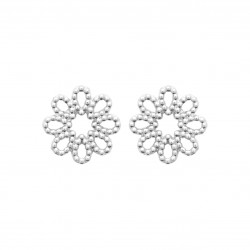 Boucles d'oreilles Puces Argent Fleurs dentelle pas chère Obrillant-Bijoux