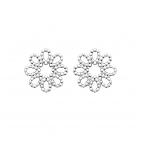 Boucles d'oreilles Puces Argent Fleurs dentelle pas chère Obrillant-Bijoux