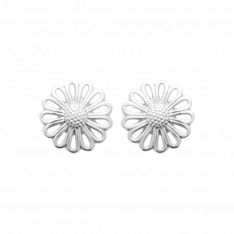 Boucles d'oreilles Puces Argent Fleurs ajourées pas chère Obrillant-Bijoux