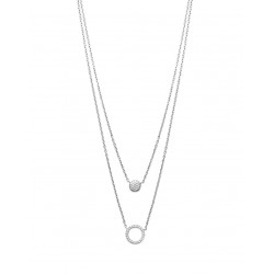 Collier argent 925 rhodié deux rangs pastille et anneau en zirconium obrillant-bijoux