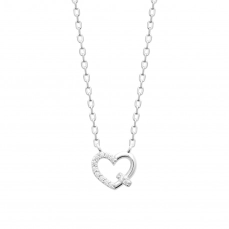 Collier Argent Motif Coeur Zirconium Blanc|Livraison Gratuite – Obrillant-Bijoux