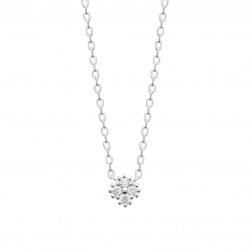 Collier Argent pendentif fleur pierres Oxydes De Zirconium pas cher obrillant-bijoux