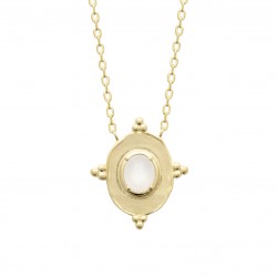 Collier plaqué or pendentif pastille ovale avec pierre de lune obrillant-bijoux