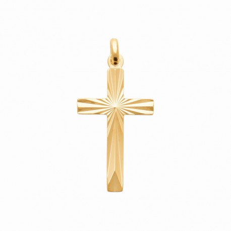Pendentif plaqué or croix ciselé catholique obrillant-bijoux