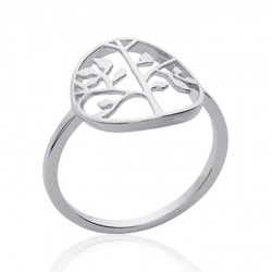 Bague en argent massif 925 rhodié anneau arbre de vie Obrillant-Bijoux