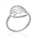 Bague en argent massif 925/1000 rhodié anneau arbre de vie