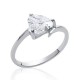 Solitaire en argent massif 925 rhodié pierre en forme de cœur en zirconium Obrillant-Bijoux