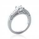 Solitaire accompagné en argent massif 925 rhodié en zirconium blanc microserti