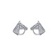 Boucles d'oreilles puces en argent 925/000 tête de cheval obrillant-bijoux