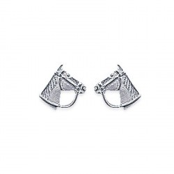 Boucles d'oreilles puces en argent 925/000 tête de cheval obrillant-bijoux
