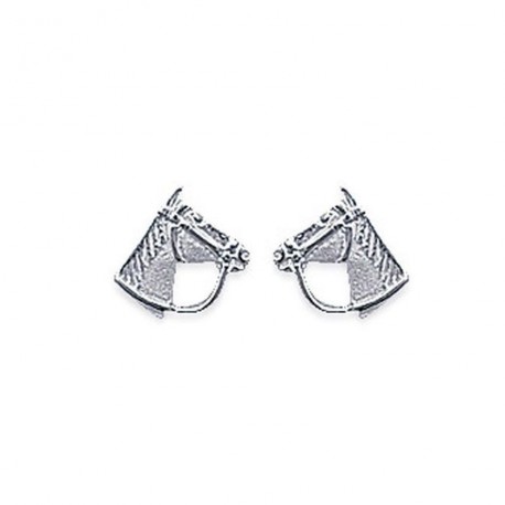 Boucles d'oreilles puces en argent 925/000 tête de cheval obrillant-bijoux