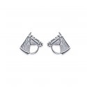 Boucles d'oreilles puces en argent massif 925/1000 tête de cheval