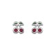Boucles d'oreilles enfants puces en argent 925/000 cerises en émail rouge obrillant-bijoux