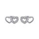 Boucles d'oreilles puces en argent 925/000 rhodié coeurs entrelacés pavé zirconium obrillant-bijoux