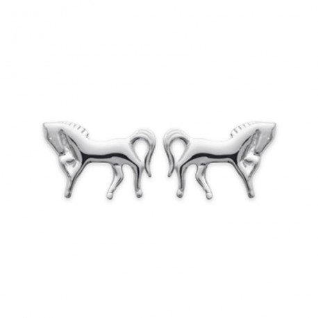 Boucles d'oreilles puces en argent 925/000 cheval obrillant-bijoux