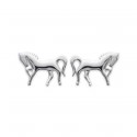 Boucles d'oreilles puces en argent massif 925/1000 cheval