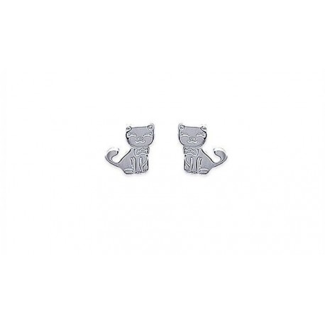Boucles d'oreilles pour enfants puces en argent 925/000 petit chat obrillant-bijoux