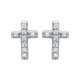 Boucles d'oreilles puces en argent 925/000 rhodié croix pavé en zirconium blanc obrillant-bijoux