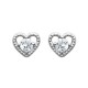 Boucles d'oreilles puces en argent coeur pierre en zirconium blanc obrillant-bijoux