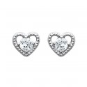 Boucles d'oreilles puces Argent 925 rhodié coeur zirconium - Obrillant Bijoux