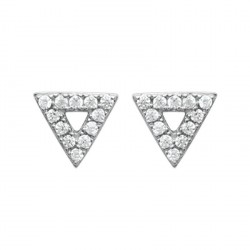 Boucles d'oreilles puces en argent 925/000 rhodié triangle pavé zirconium obrillant-bijoux