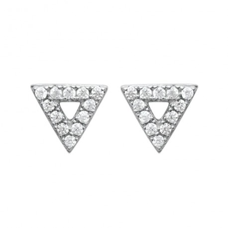 Boucles d'oreilles puces en argent 925/000 rhodié triangle pavé zirconium obrillant-bijoux