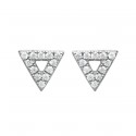 Boucles d'oreilles puces en argent massif 925/1000 rhodié triangles pavé zirconium blanc