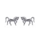 Boucles d'oreilles puces en argent 925/000 rhodié cheval obrillant-bijoux