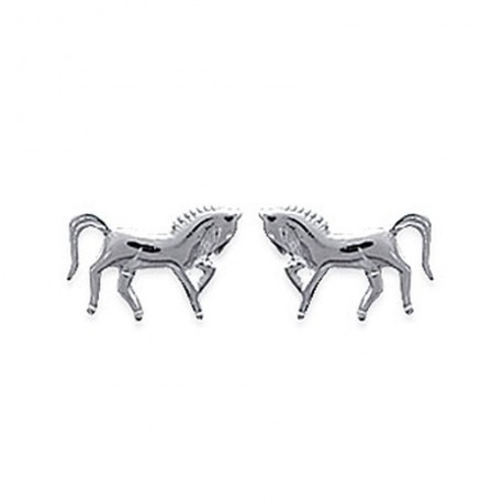 Boucles d'oreilles puces en argent 925/000 rhodié cheval obrillant-bijoux