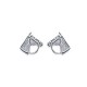 Boucles d'oreilles puces en argent 925/000 rhodié tête de cheval obrillant-bijoux
