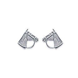 Boucles d'oreilles puces en argent 925/000 rhodié tête de cheval obrillant-bijoux