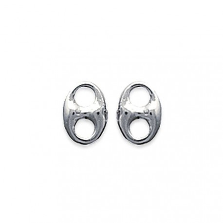 Boucles d'oreilles puces en argent 925/000 rhodié grain de café style mixte obrillant-bijoux