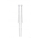 Boucles d'oreilles longues en argent 925/1000 rhodié 2 brins fines chaines pierre zirconium