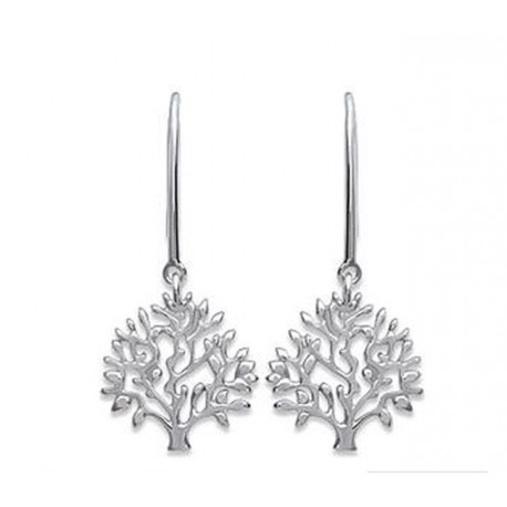 Boucles d'oreilles pendantes argent 925/000 rhodié arbre de vie fermoir crochets obrillant-bijoux