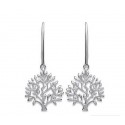 Boucles d'oreilles crochets argent massif 925/1000 rhodié arbre de vie