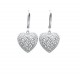 Boucles d'oreilles dormeuses en argent 925/000 rhodié coeur pavé en zirconium obrillant-bijoux