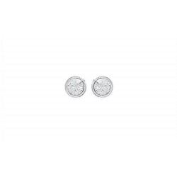 Boucles d'oreilles puces en argent 925/000 pierre ronde serti clos 6 mm en cristal blanc obrillant-bijoux