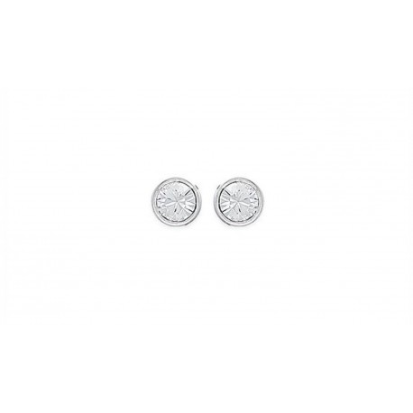 Boucles d'oreilles puces en argent 925/000 pierre ronde serti clos 6 mm en cristal blanc obrillant-bijoux