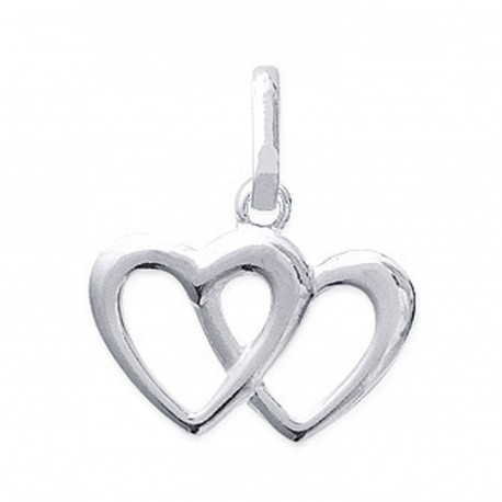 Pendentif doubles coeurs superposés argent st valentin Obrillant-Bijoux