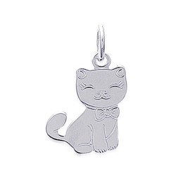 Pendentif enfant argent massif 925/1000 rhodié petit chat Obrillant-Bijoux