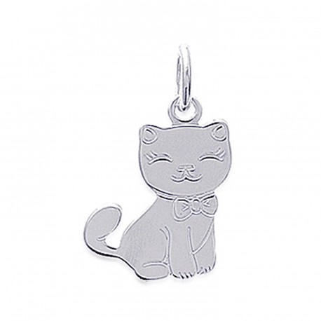 Pendentif enfant argent massif 925/1000 rhodié petit chat Obrillant-Bijoux