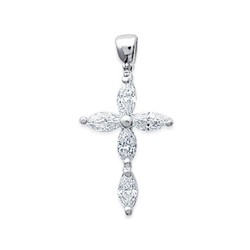 Pendentif croix pierres zirconium blanc en argent pas cher obrillant-bijoux