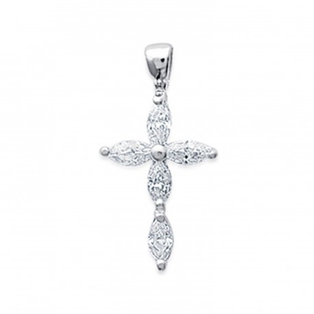 Pendentif croix pierres zirconium blanc en argent pas cher obrillant-bijoux
