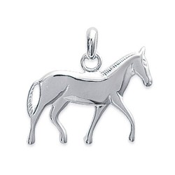 Pendentif en argent massif 925 rhodié cheval équitation obrillant-bijoux