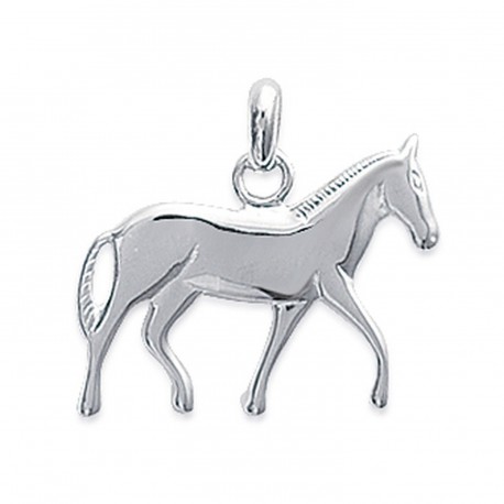 Pendentif en argent massif 925 rhodié cheval équitation obrillant-bijoux