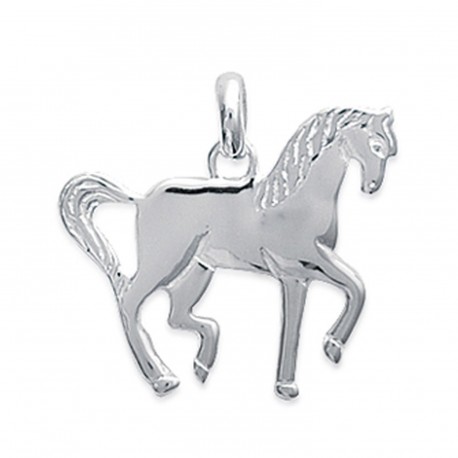 Pendentif en argent 925/000 rhodié cheval équitation obrillant-bijoux