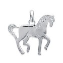 Pendentif en argent massif 925/1000 rhodié magnifique cheval ciselé équitation